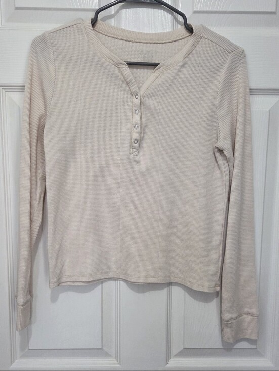 The Children's Place Other - Children's Place Waffle Knit Cotton Blend Henley Long Sleeve Cream Top Size XXL